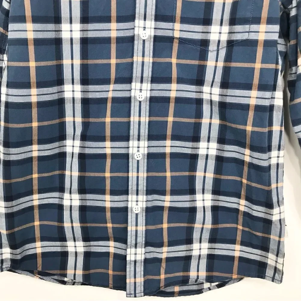 The North Face Blue Plaid 100% Cotton Button Up Long Sleeve Shirt